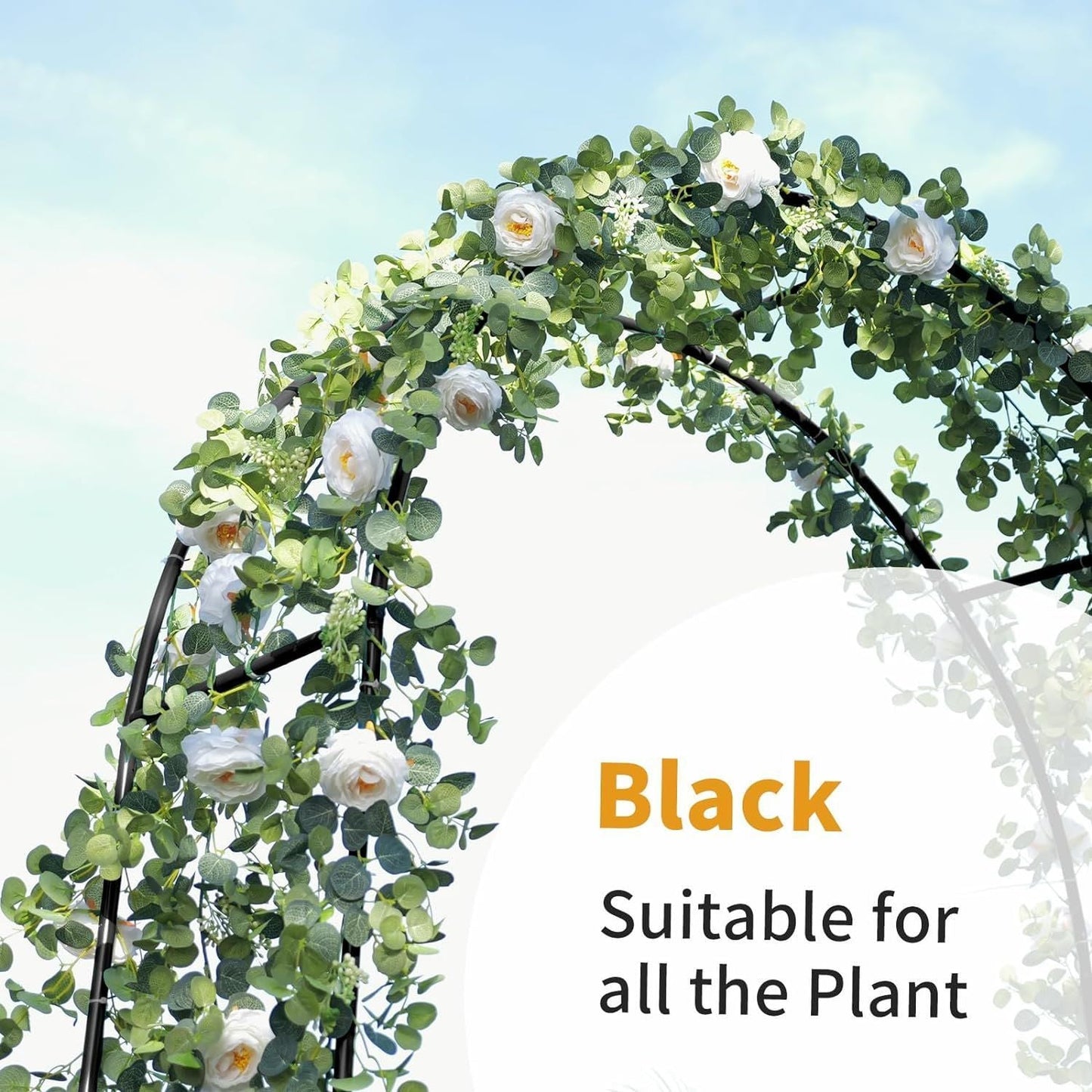 78"H x 45"W Metal Garden Arch Trellis; Adjustable Arbor Trellis for Garden Climbing Plants Support or Wedding Decor,Black