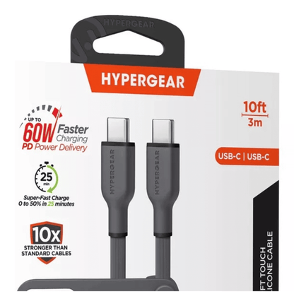 HyperGear Flexi PRO USB-C to USB-C Cable 10ft Black