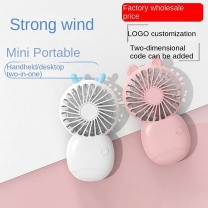 USB mini fan cartoon handheld fan portable desktop charging home electric fan gift