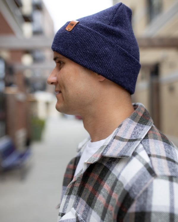 Cuffed Traditional Solid Denim Blue