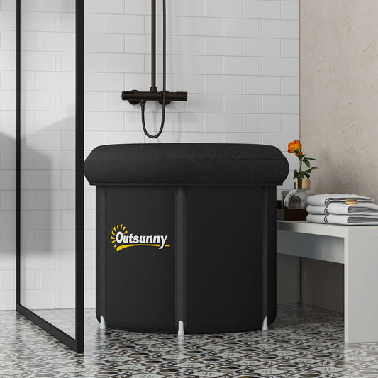Cold Plunge Tub, Portable Ice Bath with Thermo Lid for Athletes' Recovery, Black