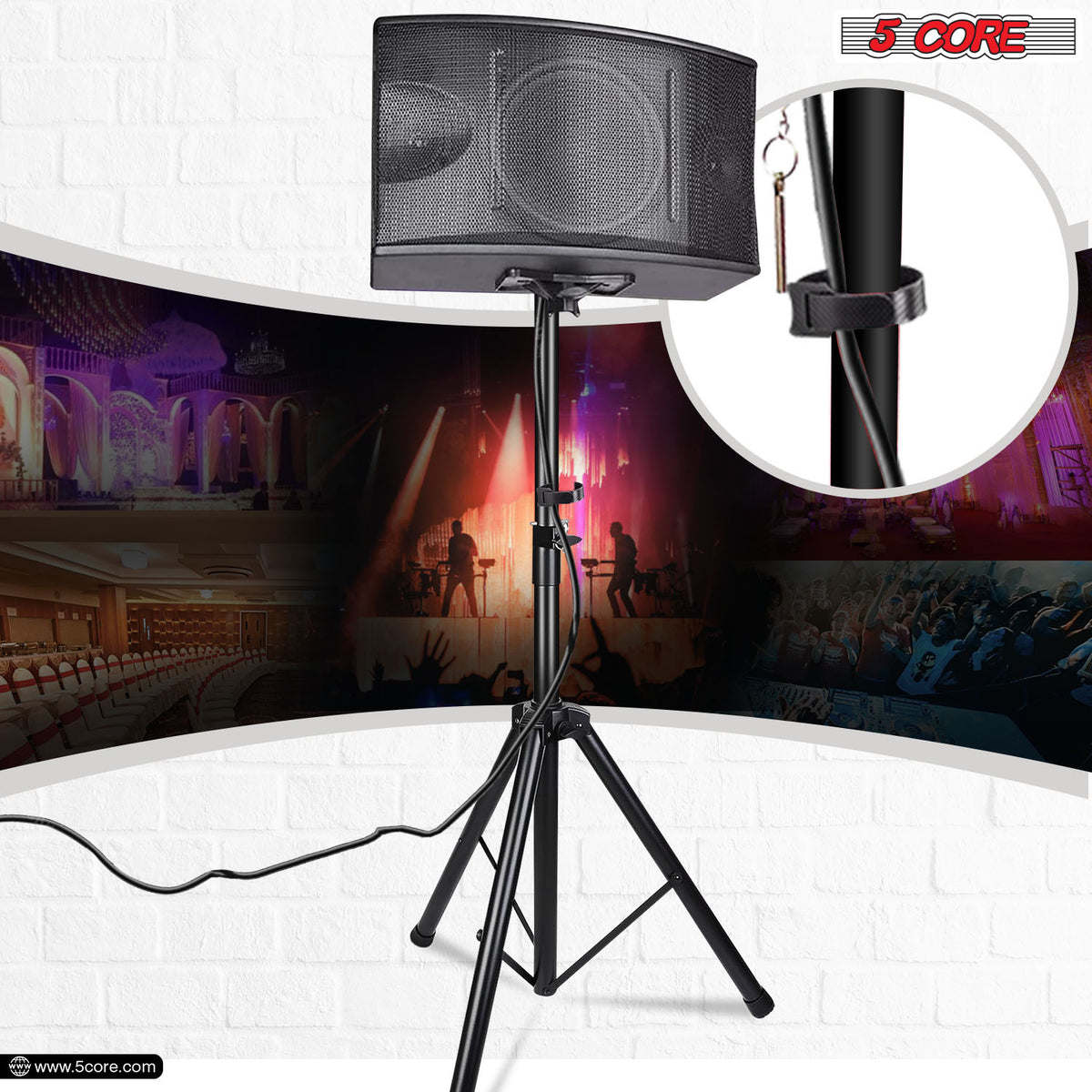 5 Core Speaker Stand Tripod Heavy Duty Adjustable Up to 72 Inch DJ Studio Monitor Stands Pole Mount - SS HD BLK WOB