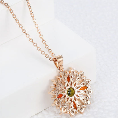 Elegant Temperament Colorful Zircon Flower Women's Pendant Necklace Mother's Day Jewelry