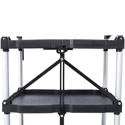 3 Layers Folding Collapsible Service Cart Pack-N-Roll Folding Collapsible Service Cart, Black, 50 Lb. Load Capacity per Shelf