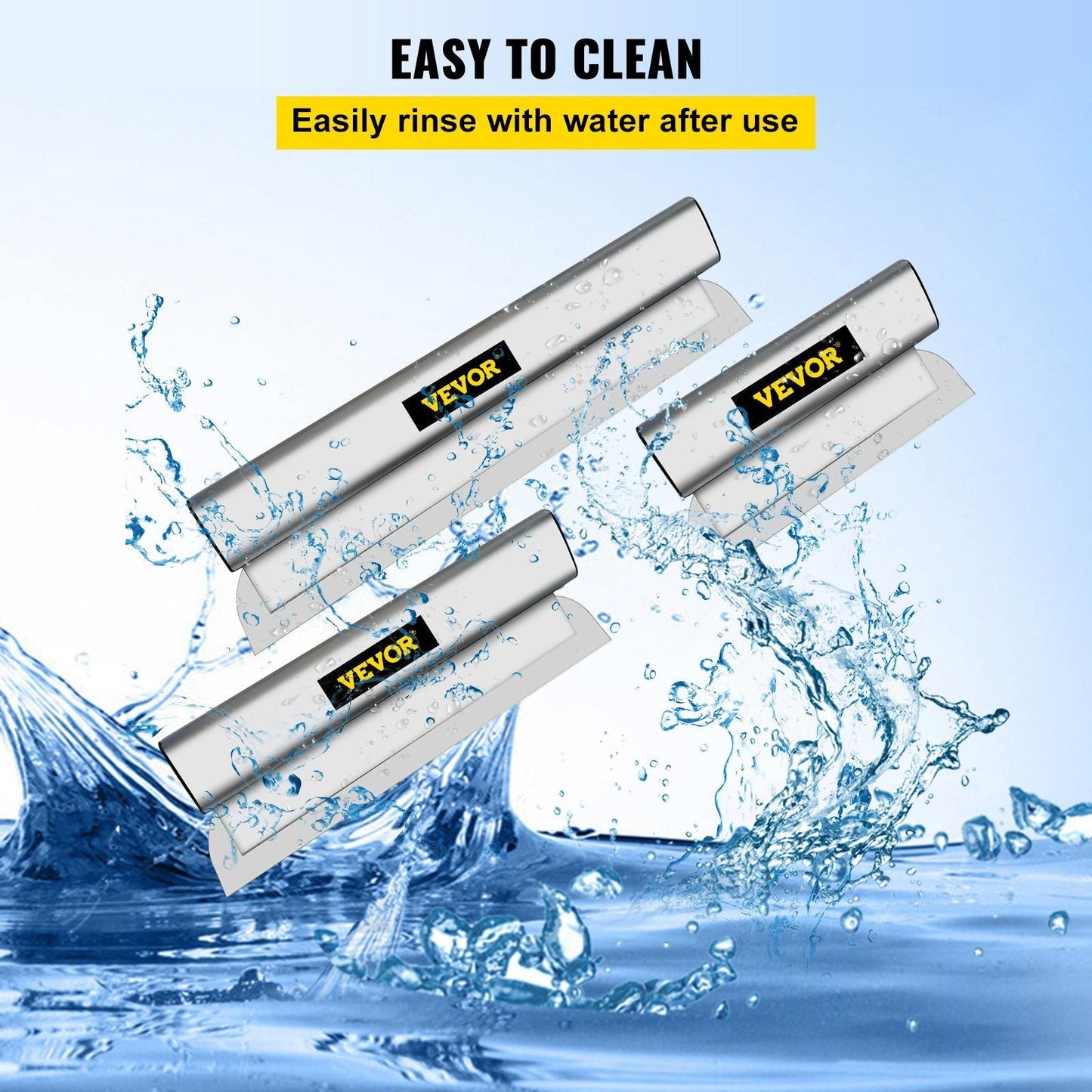 VEVOR Skimming Blade Set,10"+24"+32" Blades + 35"-78" Extension Handle, European Stainless Steel Construction Knife, Aluminum Blade Profile Smoothing Knockdown Spatula for Gyprock/Drywall/Wall-Board
