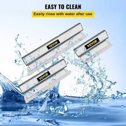 VEVOR Skimming Blade Set,10"+24"+32" Blades + 35"-78" Extension Handle, European Stainless Steel Construction Knife, Aluminum Blade Profile Smoothing Knockdown Spatula for Gyprock/Drywall/Wall-Board