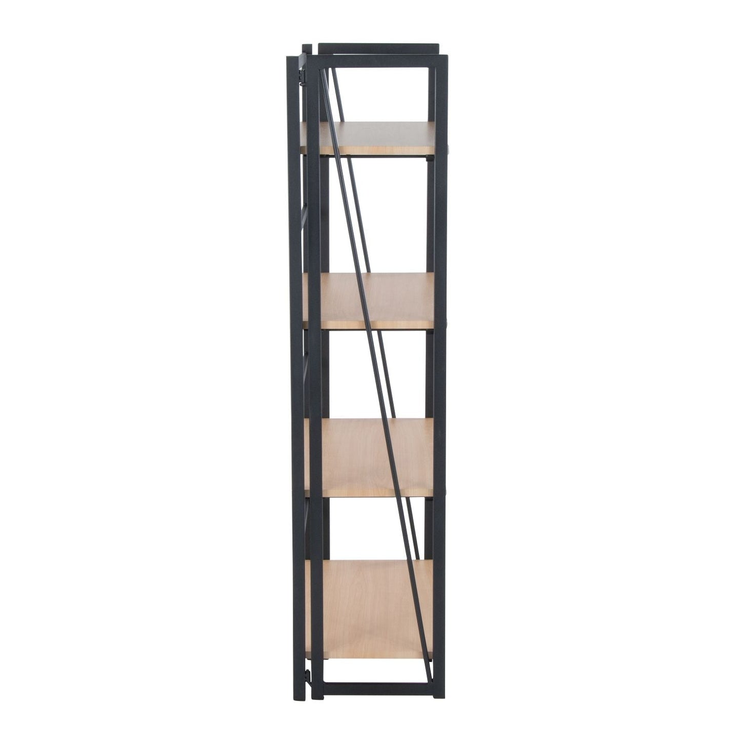 Dakota Contemporary Bookcase in Black Painted Metal and Natural Wood by