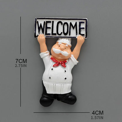 6pcs, Cute Cartoon Chef Refrigerator Magnets - 3D Magnetic Stickers for Kitchen Decoration and Home Decor - Perfect Birthday Gift