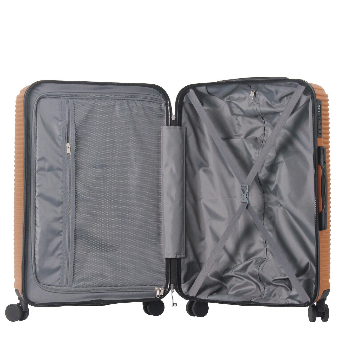 Luggage Sets ABS Hardshell 3pcs Luggage, Lightweight Durable Suitcase sets Spinner Wheels Suitcase with TSA Lock 20''24''28'' Available(Brown)