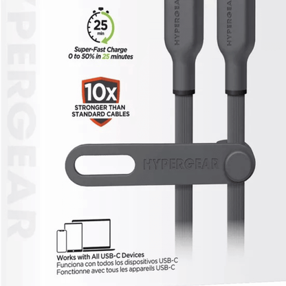 HyperGear Flexi PRO USB-C to USB-C Cable 10ft Black