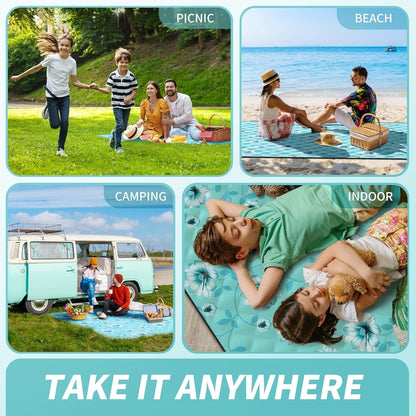 (2025 Upgrade) Extra Large Waterproof Picnic Blankets | Foldable Sandproof Beach Blanket N Outdoor Blanket | 5-Layer Machine Washable Soft Picnic Mat for Camping, Grass, Park N Stadium
