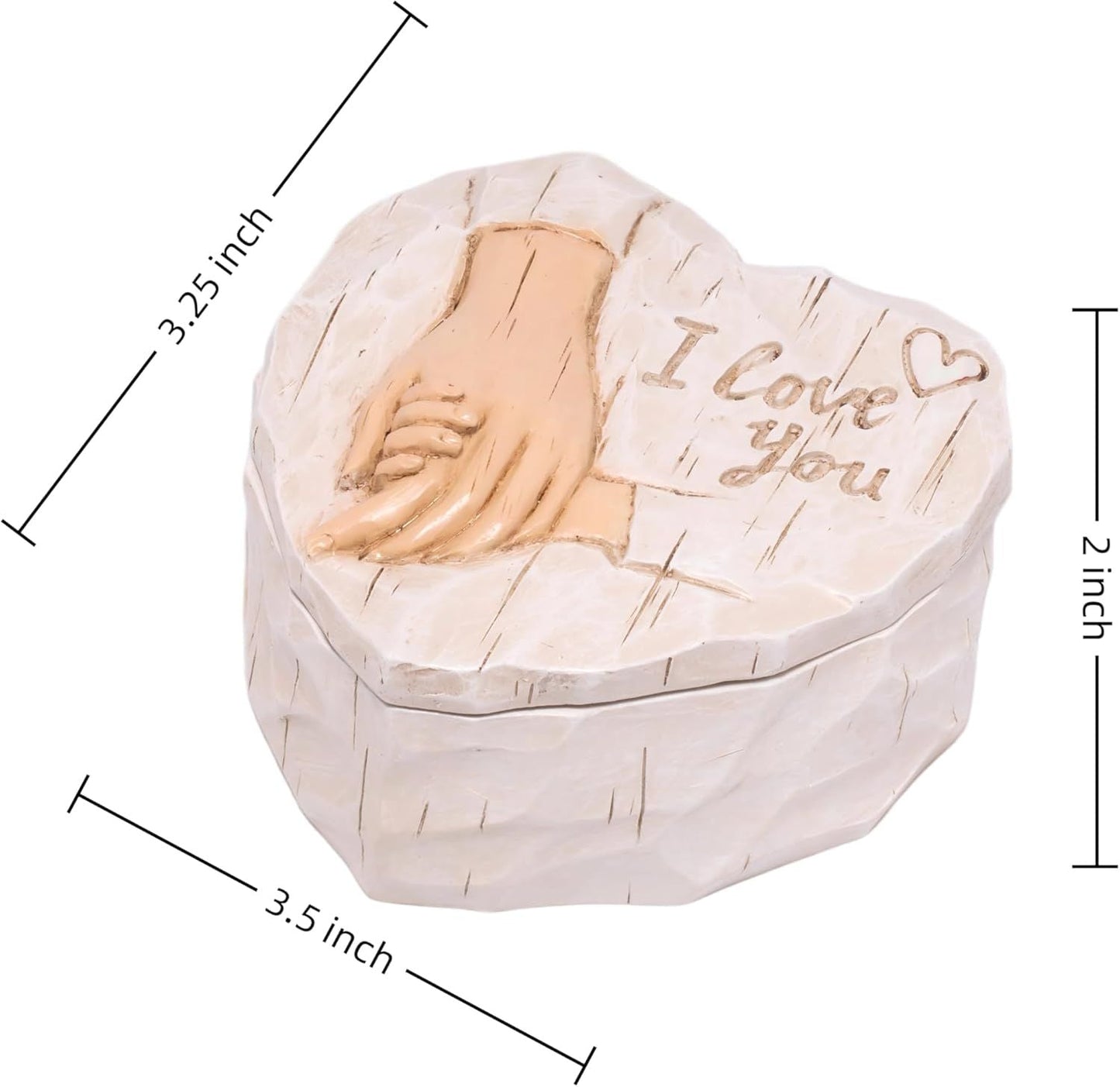 I Love You Heart Jewelry Box, Resin Hand Holding Trinket Box for Women, Mother's Day Birthday Gift, March Birthday Gifts for Women, Valentine's Day Keepsake