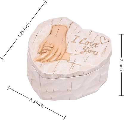 I Love You Heart Jewelry Box, Resin Hand Holding Trinket Box for Women, Mother's Day Birthday Gift, March Birthday Gifts for Women, Valentine's Day Keepsake