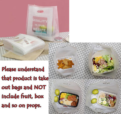 100 Pack Plastic Handle Retail Bags for Party Favor Salad Bento Carry Out Packing