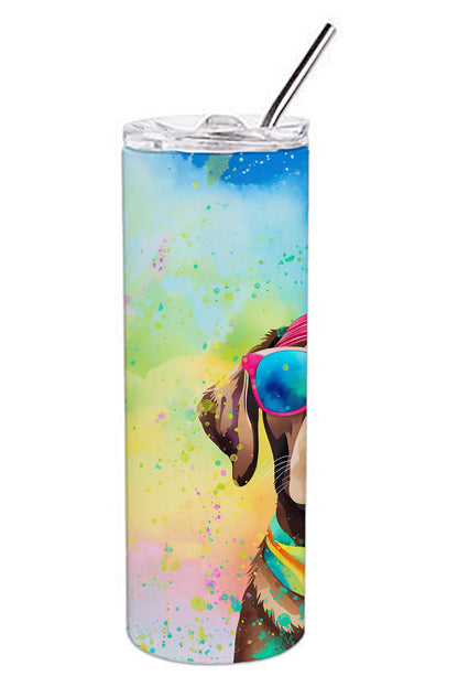 Chocolate Labrador Hippie Dawg Stainless Steel Skinny Tumbler Vacuum Double Walled Reusable Insulated Tumbler Travel Cup for Coffee Cocktails Gift with Lid, 20 oz