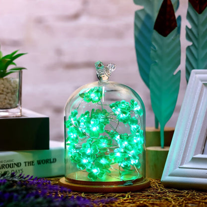 1 Set Of St Patrick's Day String Lights, Four-Leaf Clover Light String Shamrock Irish Fairy LED Light 10 Feet 40 Green Color LEDs Battery Operated With 8 Flashing
