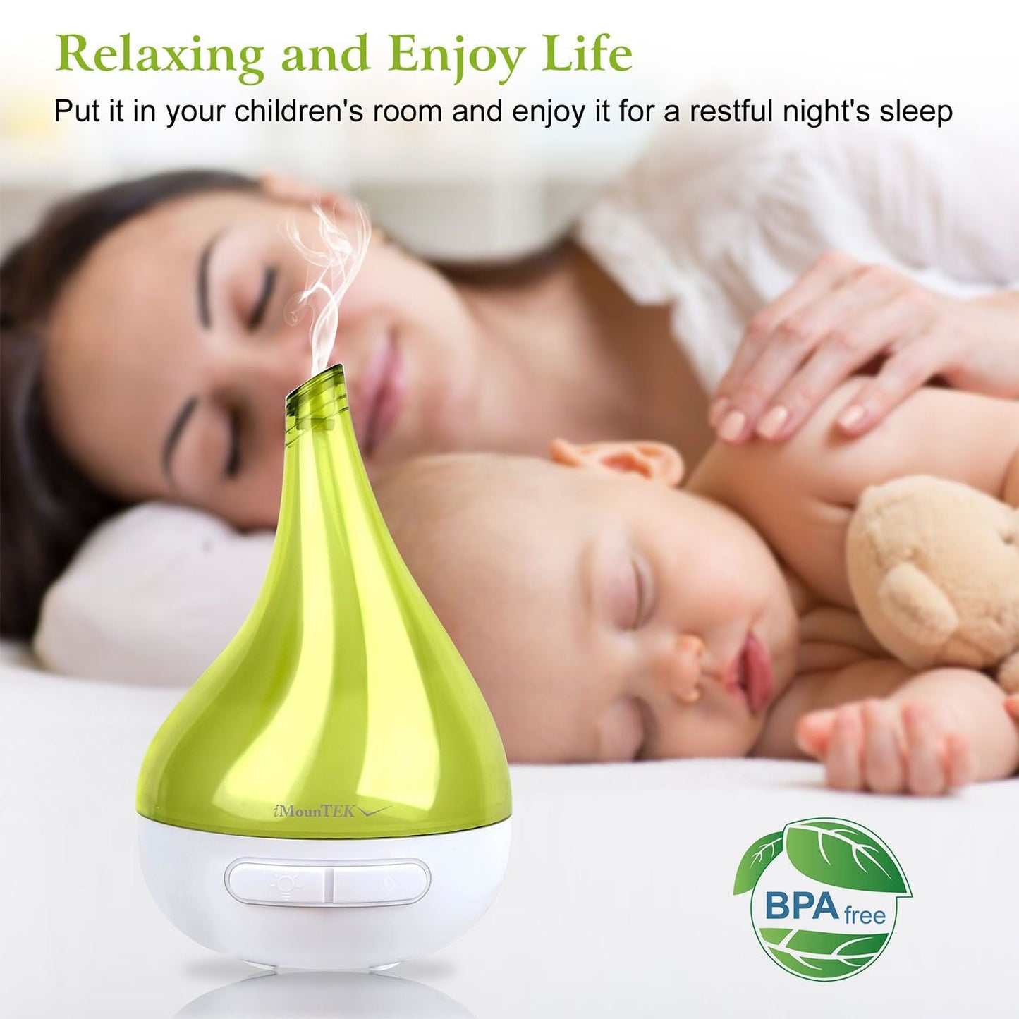 Ultrasonic Cool Mist Humidifier Aroma Essential Oil Diffuser Drop-shaped for Home Office Spa Yoga Room Relax