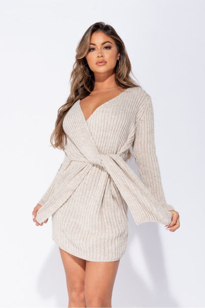Wrapover Knitted Mini Dress