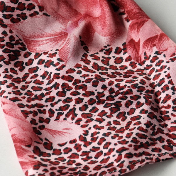 Blando Pink Leopard & Rose Floral Pattern Stylish super soft Silk Scarf/Wrap/Shawl(Large)