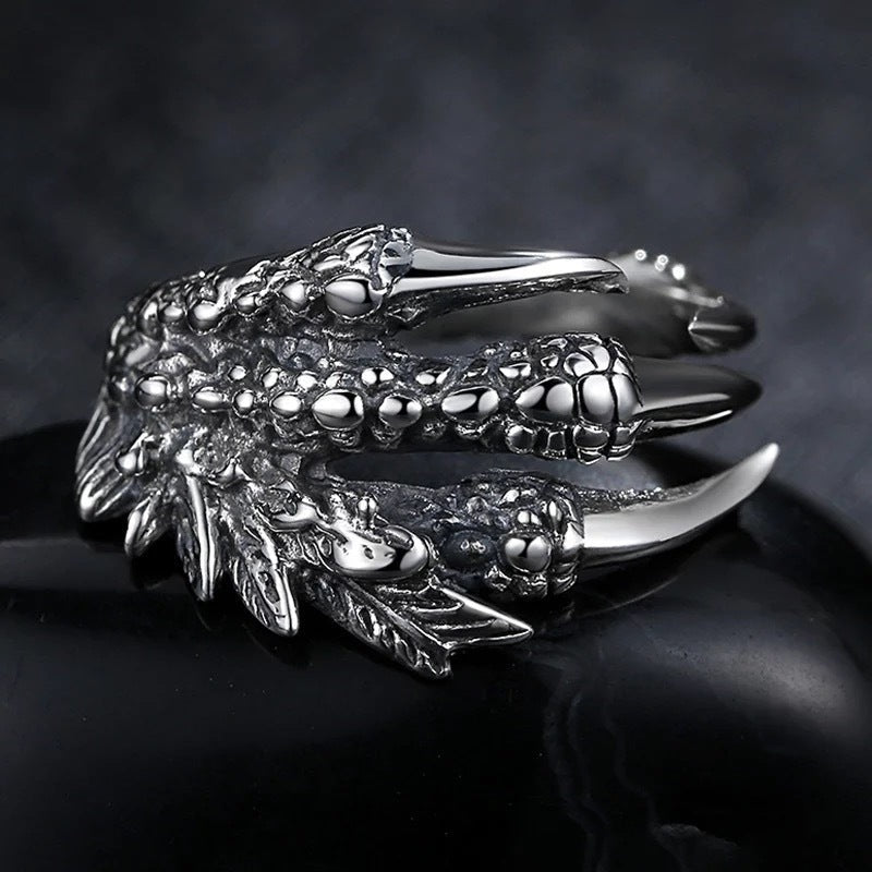 Claw Rings Punk Dragon Eagle Claw High Quality Alloy Casting Black Open Ring for Men and Women