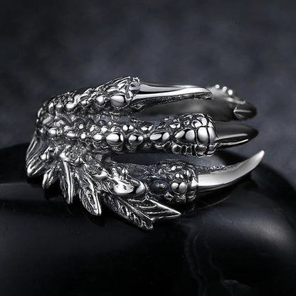 Claw Rings Punk Dragon Eagle Claw High Quality Alloy Casting Black Open Ring for Men and Women