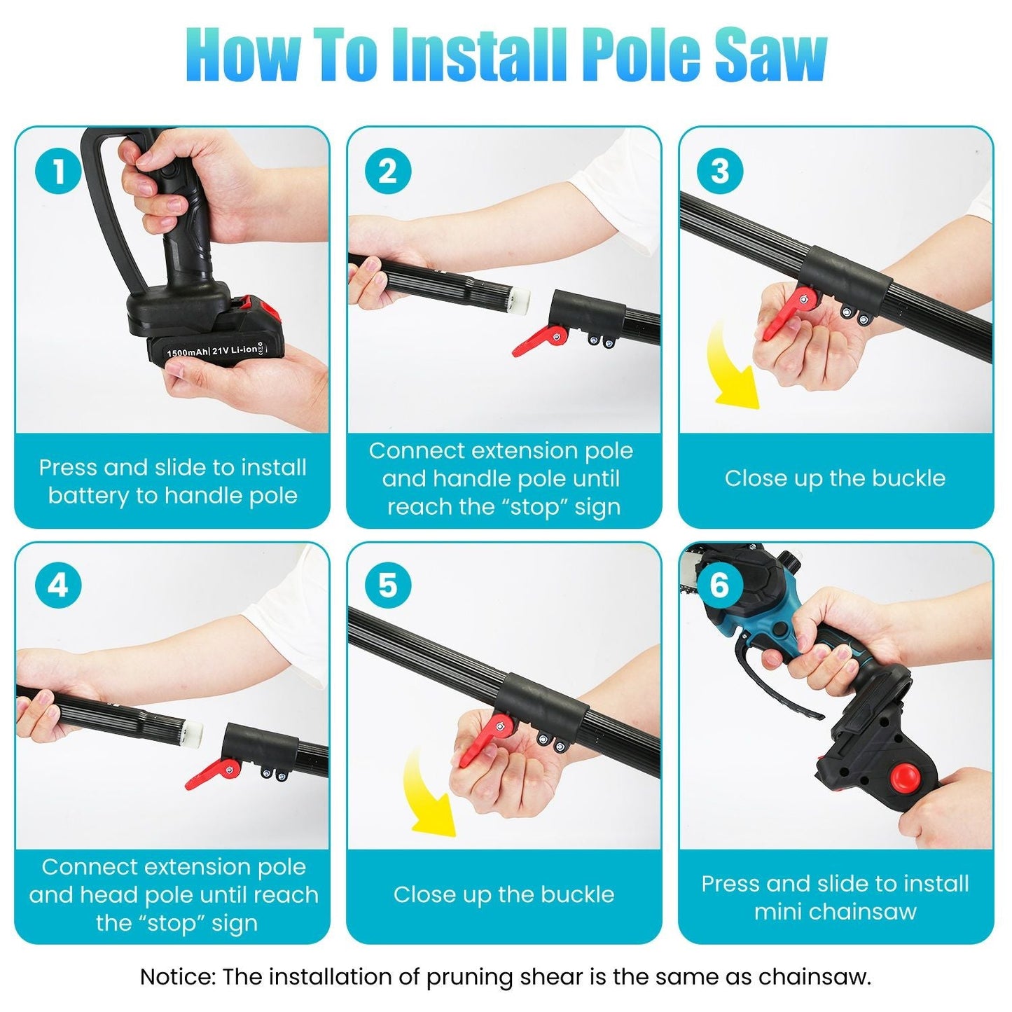 2-In-1 8' Cordless Electric Pole Saw and Mini Chainsaw with Extension Poles 2Pcs 21V 3.0Ah Batteries Adjustable Length Chain Saw With Auto Oiler Safety Switch For Wood Cutting