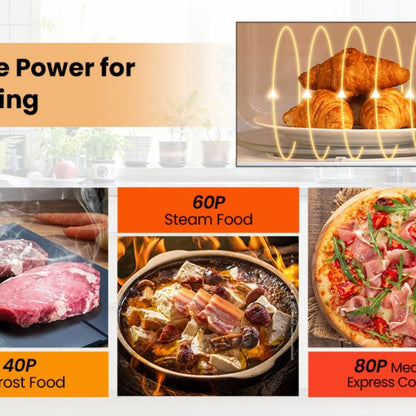 700W Retro Countertop Microwave Oven with 5 Micro Power and Auto Cooking Function