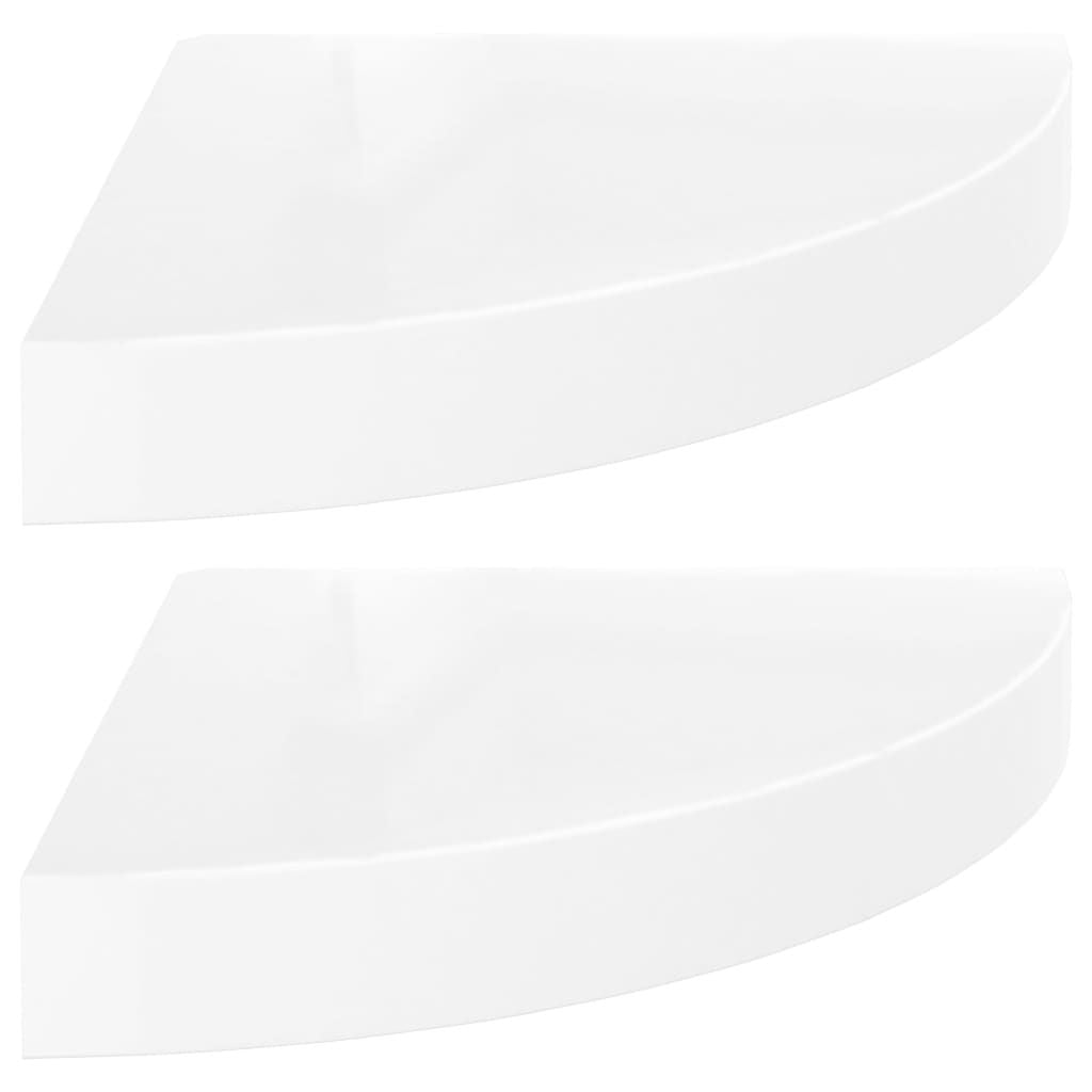 Corner Shelf Set of 2 High gloss white Honeycomb MDF, metal