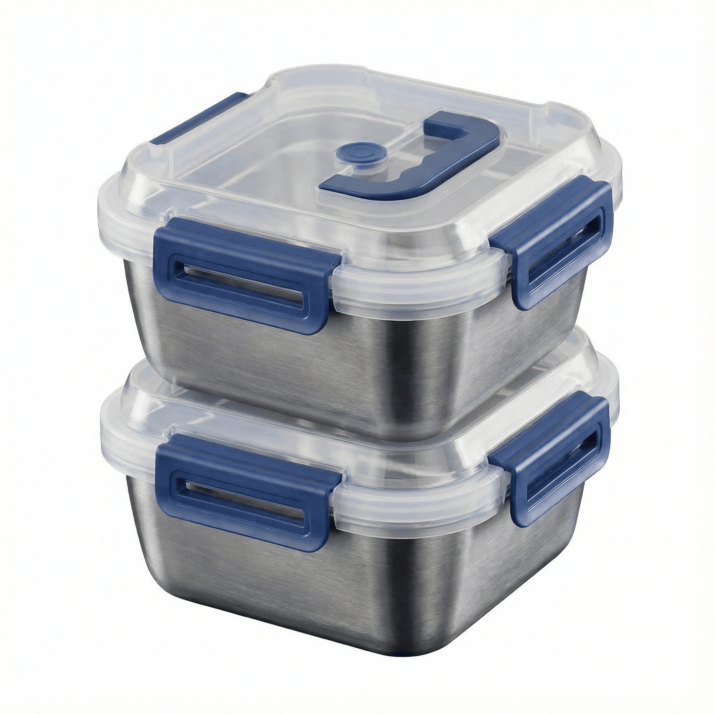 Yakimoto 2/4/6/8/10 PCS Extra-Large Stainless Steel Food Storage Containers With Blue Lids - Deep Design, Airtight Seal, Perfect For Refrigerator Organization, Meal Prep, Lunch Boxes & Kitchen Pantry