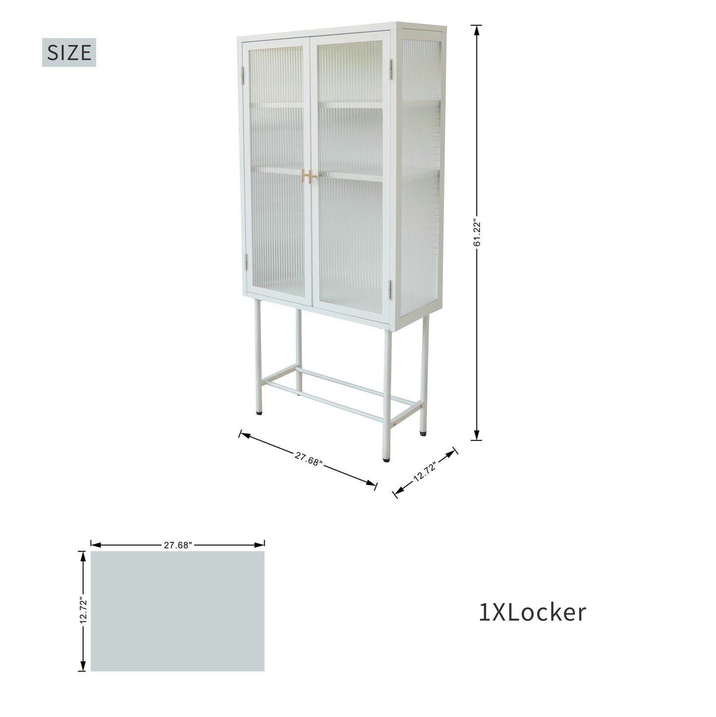 Modern Solid Color Matte Glass Storage Cabinet with Adjustable Shelves