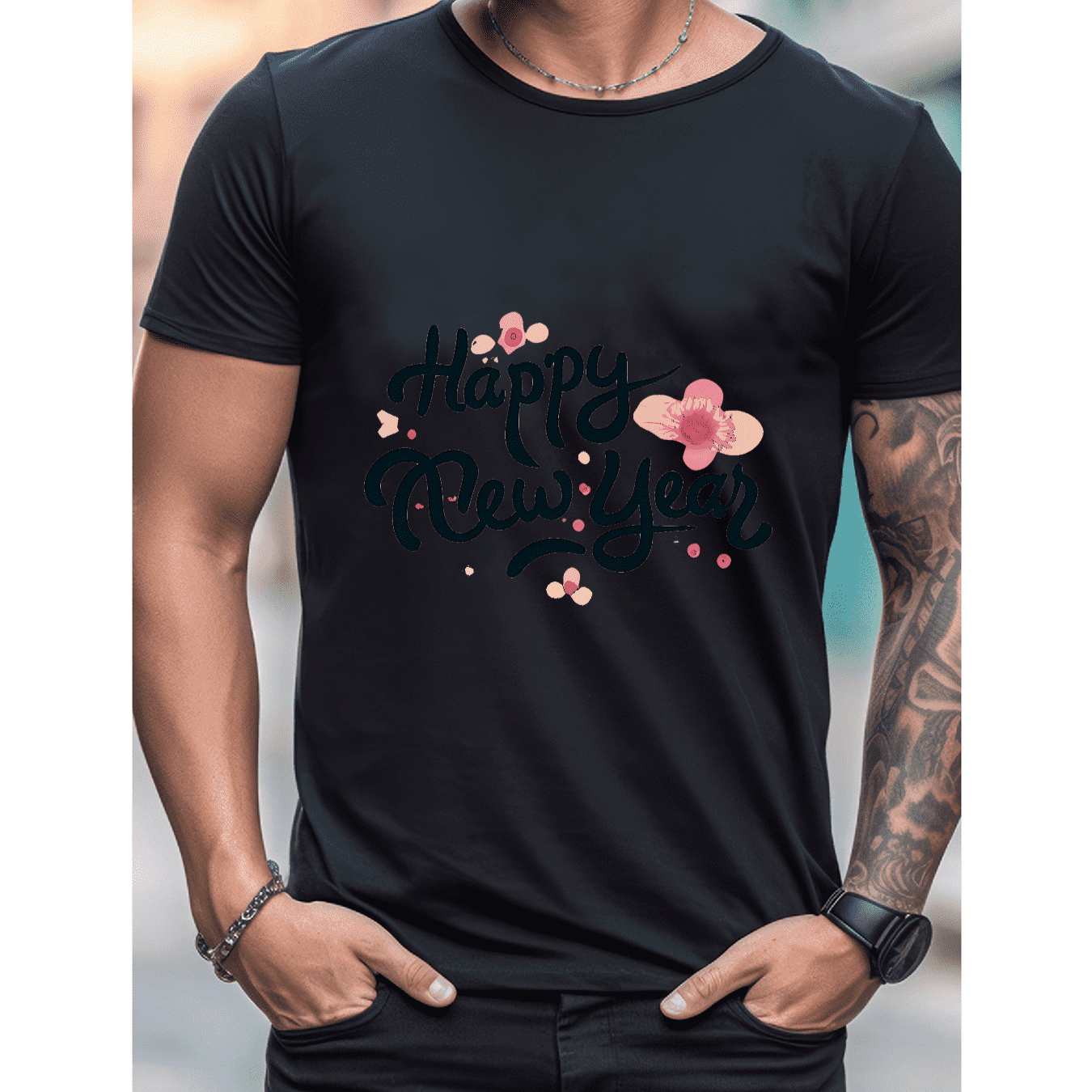 2025 New Year Cotton T-Shirt for Men - Stylish & Comfortable Short Sleeve Tee for All Seasons