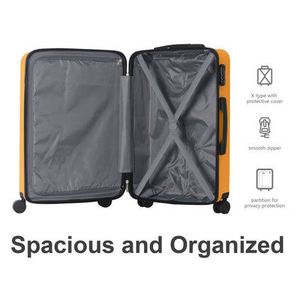 Luggage Sets ABS Hardshell 3pcs Luggage, Lightweight Durable Suitcase sets Spinner Wheels Suitcase 20''24''28'' (Yellow)