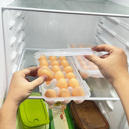 2Pcs Egg Holder Stackable Plastic Egg Storage Box Egg Rack for Refrigerator with 18 Cavity Per Container Dishwasher Safe