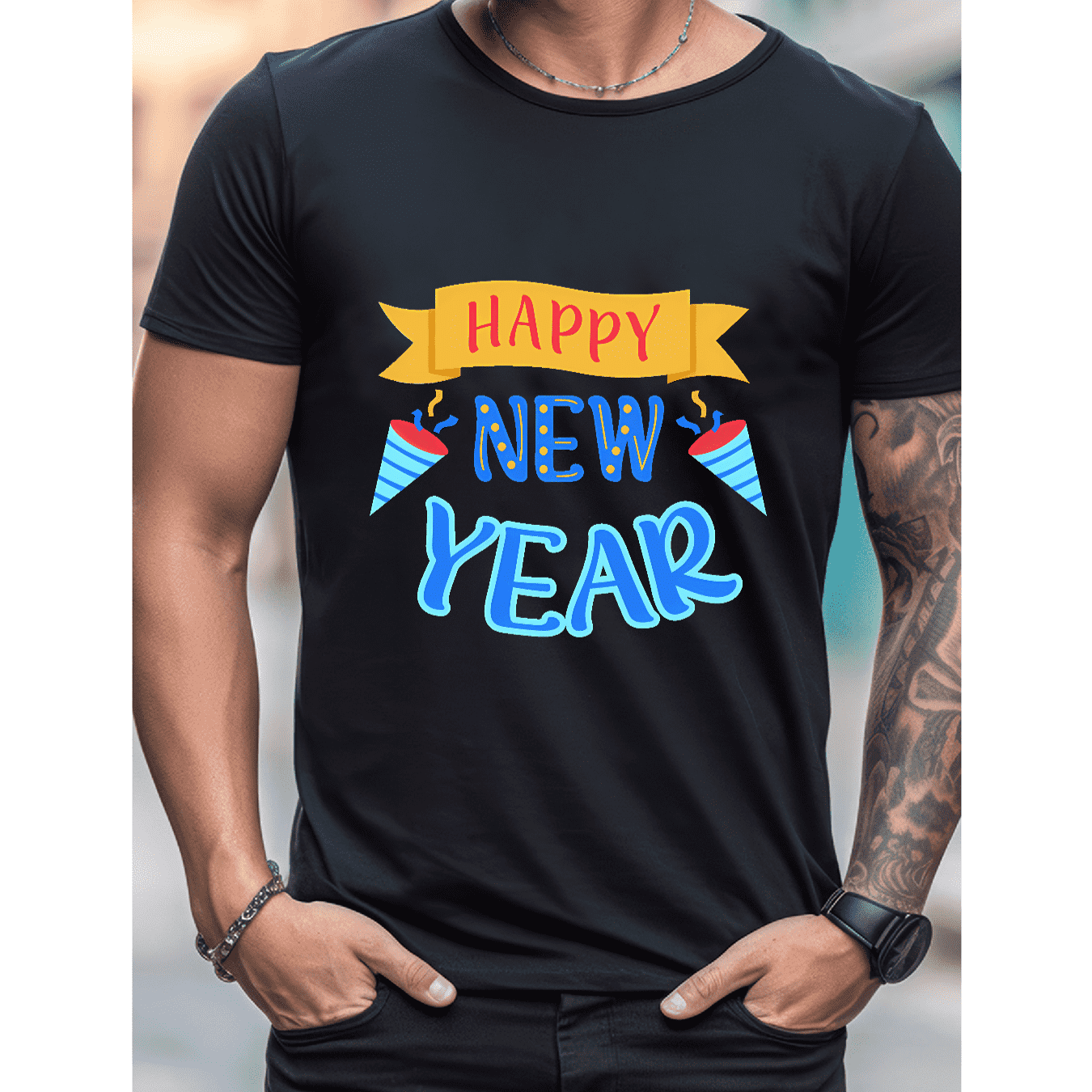 2025 New Year Cotton T-Shirt for Men - Stylish & Comfortable Short Sleeve Tee for All Seasons