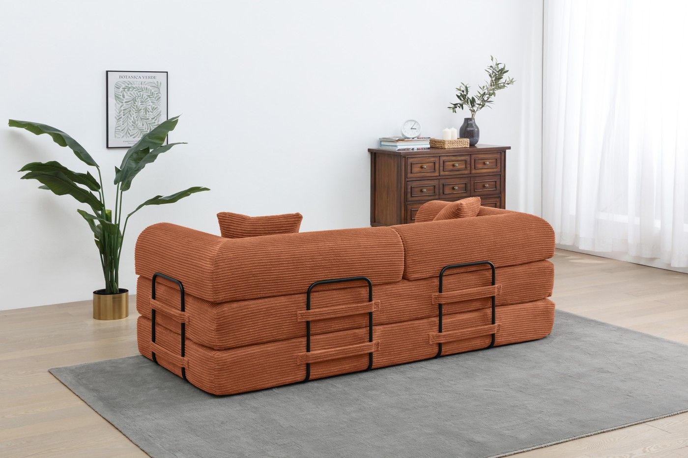 Foldable Sofa Bed, 77.9'' Folding Floor Couch, Compressed Convertable Sleeper Sofa, Memory Foam Couch with Pillow Back Support Armrest, 4-in-1 Futon Sofa Bed for Living Room, Army green