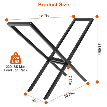 Firewood Log Rack 220LBS Steel Wood Lumber Storage Stacking Rack X Shape Storage Holder for Fireplace Firepit
