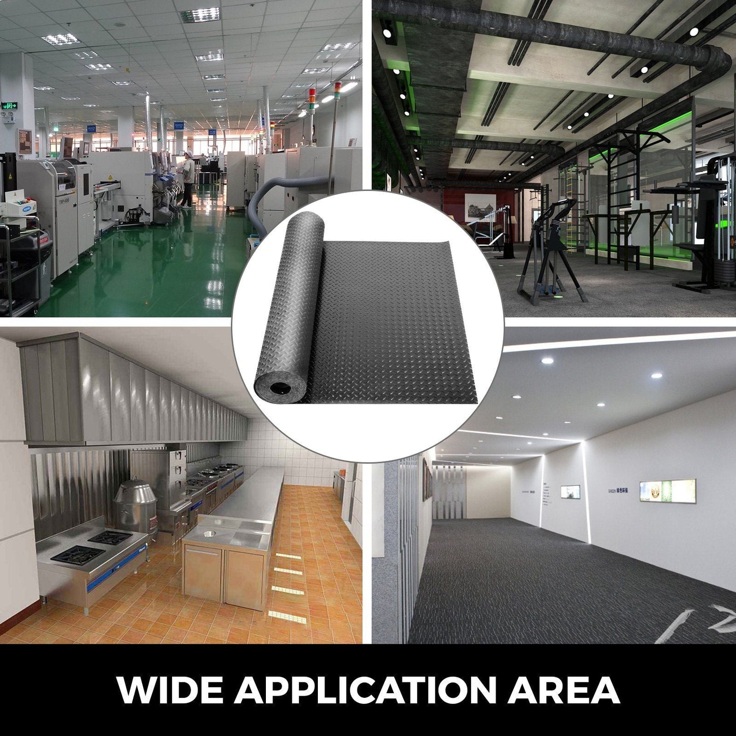 VEVOR Garage Floor Mats 2 Rolls 17 x 3.6 Ft Garage Mat 2.5mm Thickness Black Garage Flooring PVC Garage Mats for Under Car