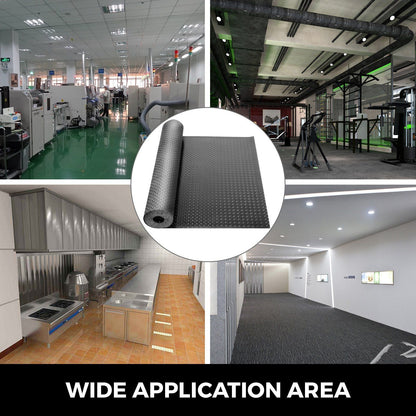 VEVOR Garage Floor Mats 2 Rolls 17 x 3.6 Ft Garage Mat 2.5mm Thickness Black Garage Flooring PVC Garage Mats for Under Car