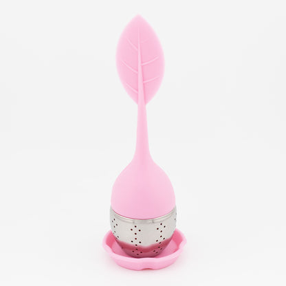 1pc Tea Infuser Silicone Handle Stainless Steel Strainer Drip Tray Included - Loose Tea Steeper - Best Tea Infuser For Loose Leaf Or Herbal Tea