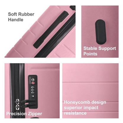 Luggage Sets ABS Hardshell 3pcs Luggage, Lightweight Durable Suitcase sets Spinner Wheels Suitcase with TSA Lock 20''24''28'' Available(Pink)