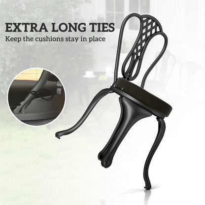 Patio Chair Cushions Set of 4 Round Seat Cushions for Dining Bistro Chairs Machine Washable, 15" x 15" x 3", Black