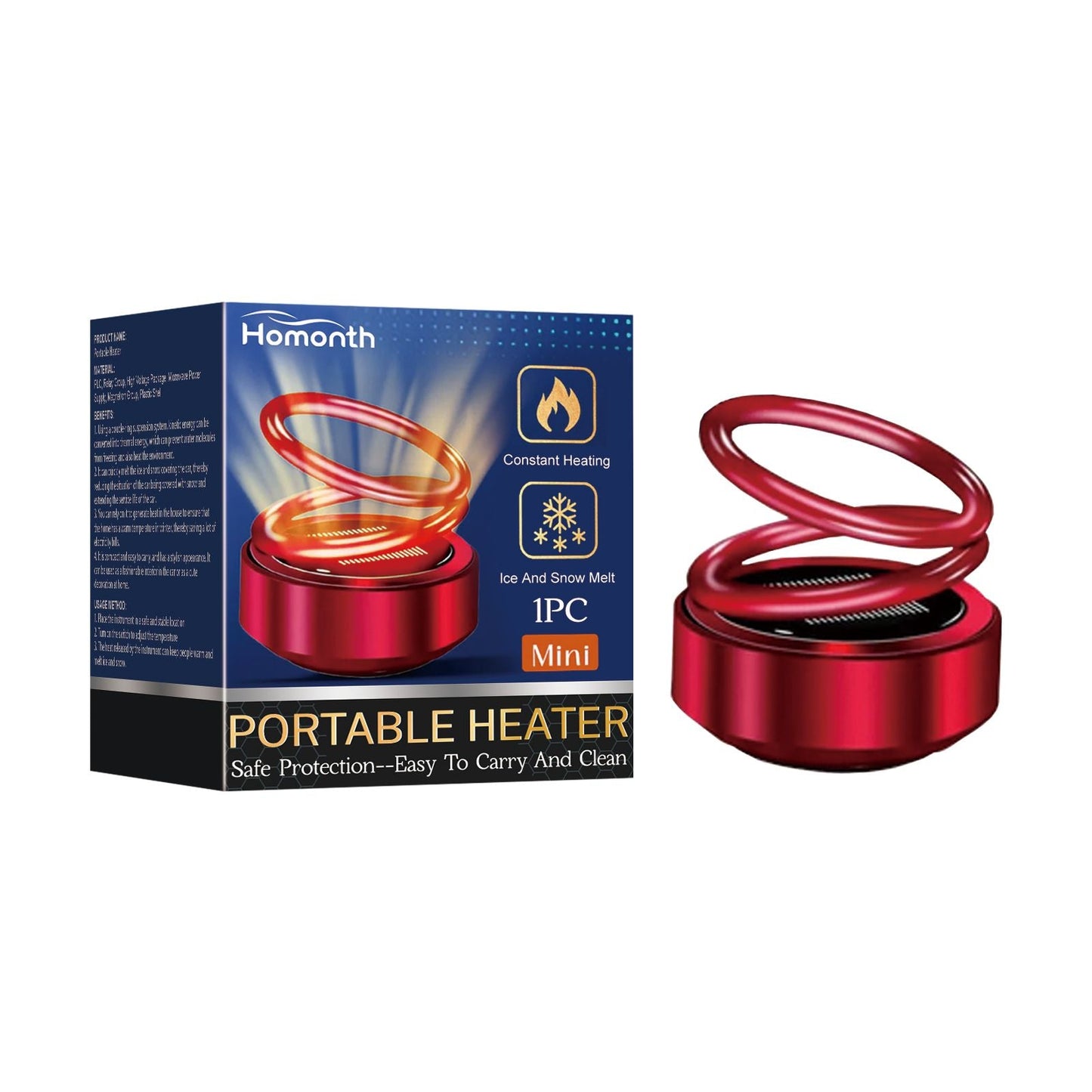 Homonth Portable Dynamic Molecular Heater, Car Window Snow, Ice And Fog Removal Convenient Heater