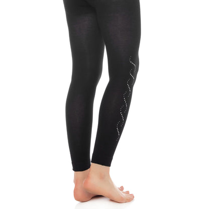 Bamboo Leggings for Women Soft Stretchy Full Length Elastic Leggings with Fancy Accessories