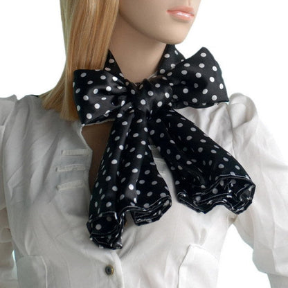 Blando Black Background Small Cute White Dot Design Soft Silk Scarf/Wrap/Shawl(Large)