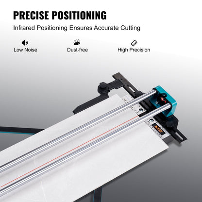 VEVOR Manual Tile Cutter, 48 inch, Porcelain Ceramic Tile Cutter with Tungsten Carbide Cutting Wheel, Infrared Positioning, Anti-Skid Feet, Double Rails for professional installers or beginners