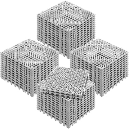 VEVOR Interlocking Tile 50PCS Gray, Drainage Tiles 12" x 12" Splicing, PVC Interlocking Drainage Floor Tiles, Non-Slip Drainage Holes for Restroom, Bathroom, Kitchen, Pool, Wet Areas