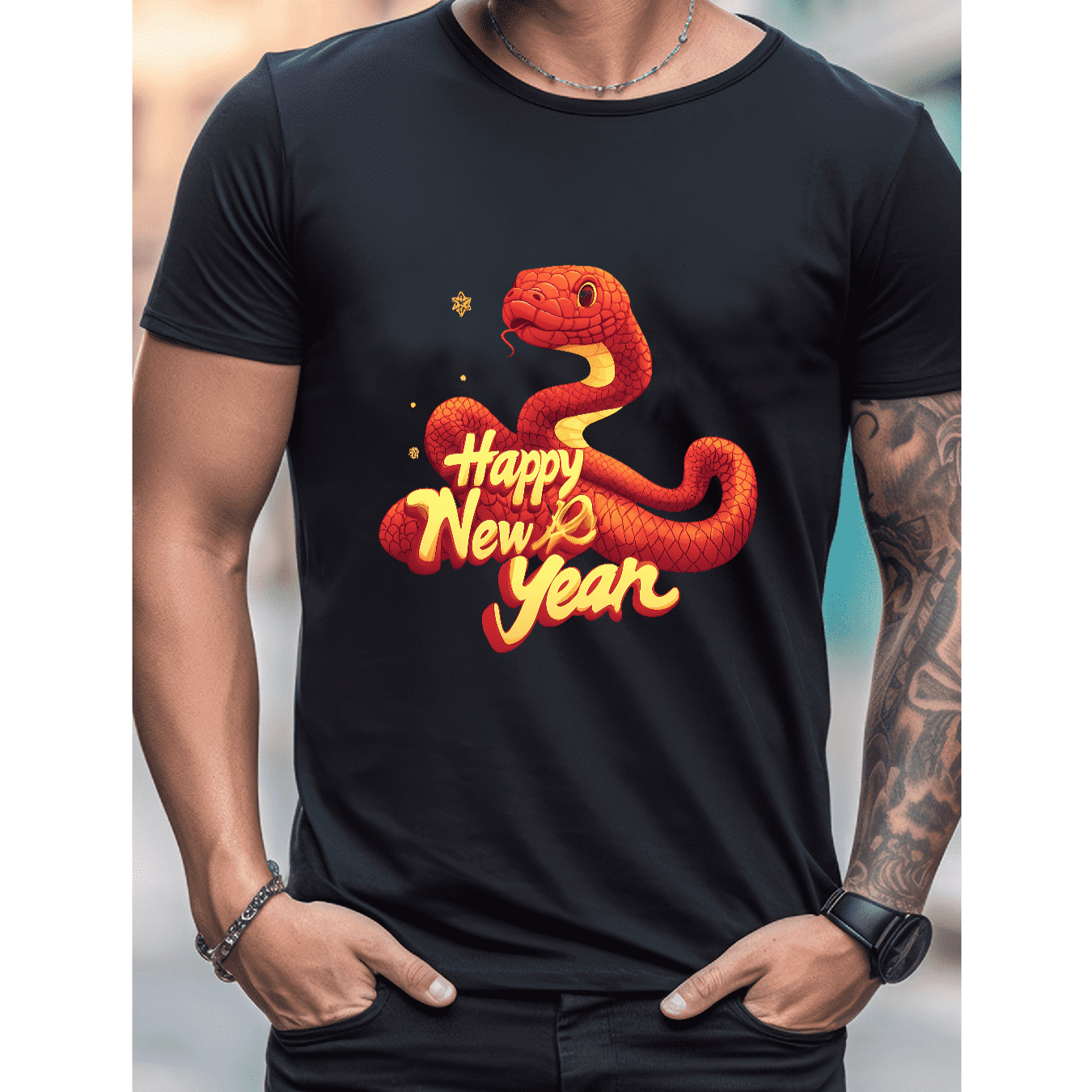 2025 New Year Cotton T-Shirt for Men - Stylish & Comfortable Short Sleeve Tee for All Seasons