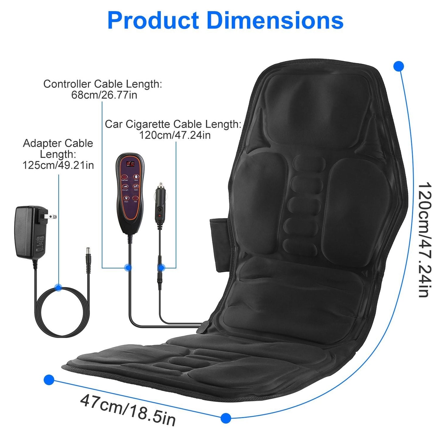 Full Body Massage Chair Pad with Heat Multifunctional Back Massager with Pinpoint Massage Vibration Timer for Home Office Car Use