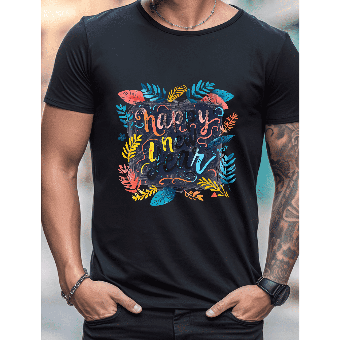 2025 New Year Cotton T-Shirt for Men - Stylish & Comfortable Short Sleeve Tee for All Seasons