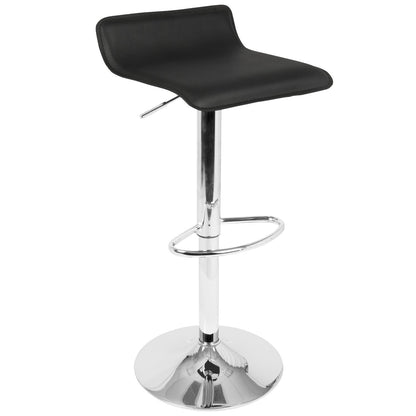Bistro Round-Ale Contemporary Adjustable Bar Set in Silver and Chrome Metal with Black PVC and Oval Footrest by - 3 Piece